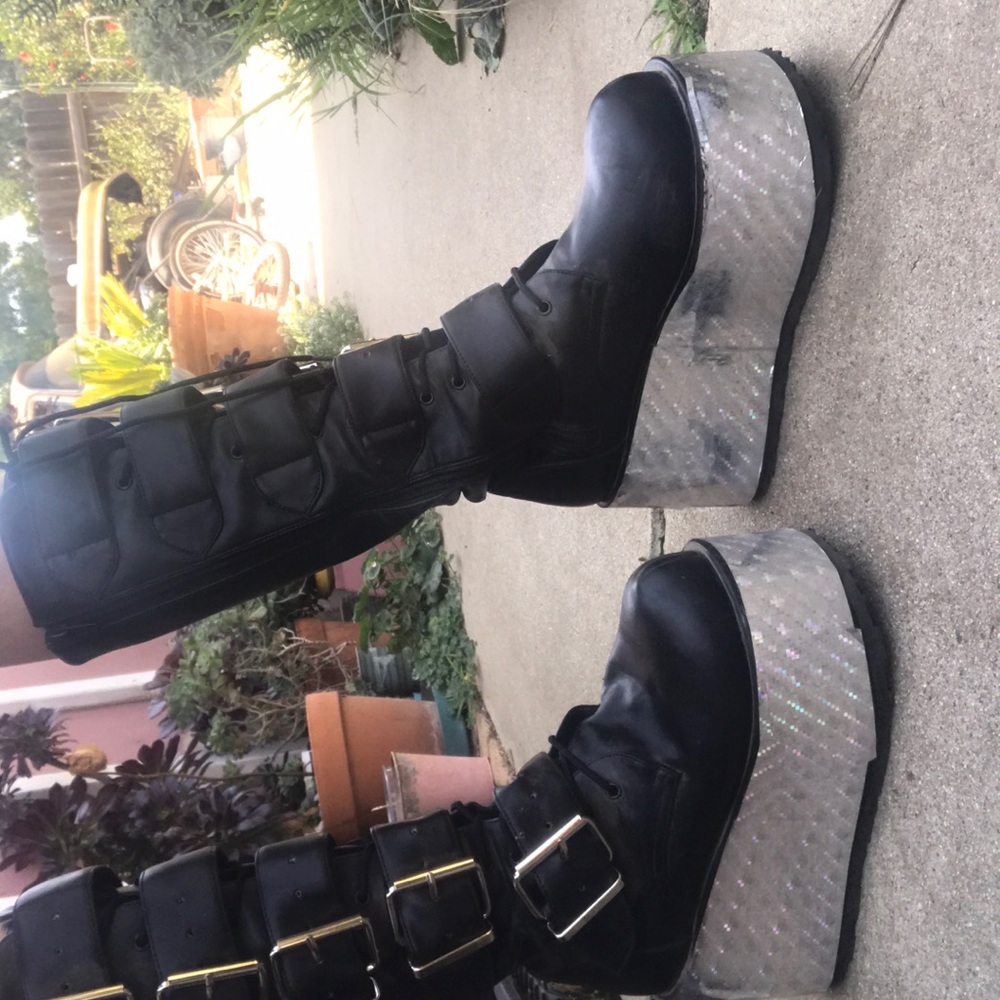 Holographic festival boots